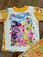 Піжама дитяча, велсофт "Літл Поні", розмір 56 (зріст 98 — 104 см), жовтогарячий колір.