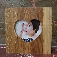 Фоторамка серце 10х10 натуральний дуб