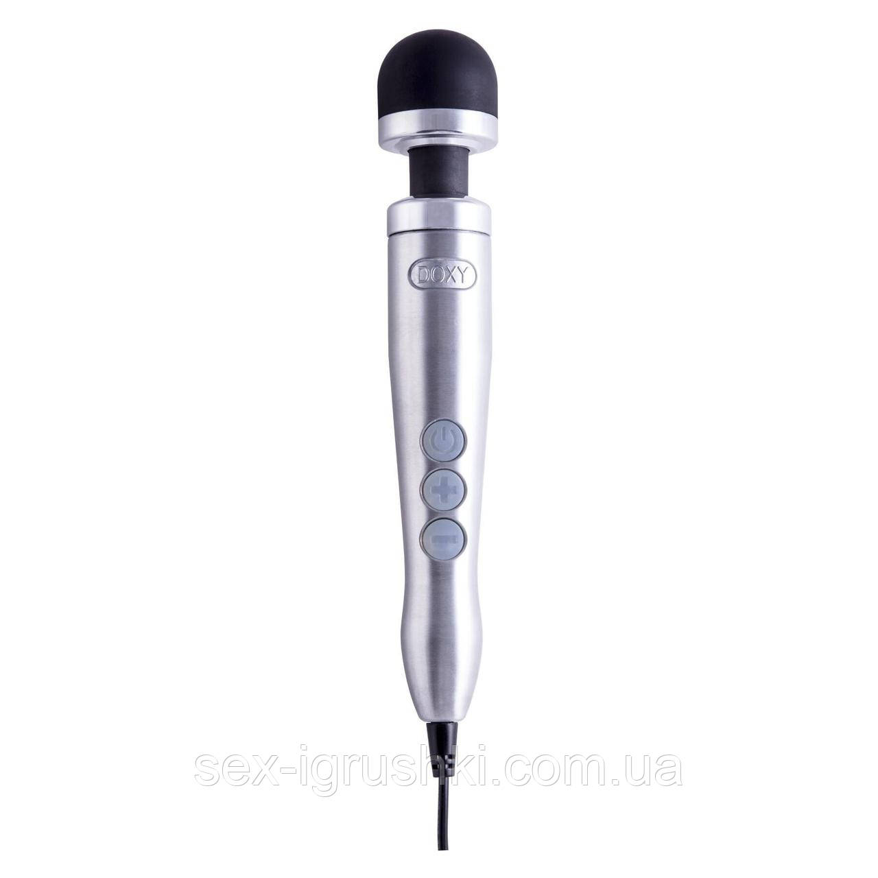 Вібромасажер DOXY Number 3 Silver, дуже потужний, живлення 220В, металевий корпус SO2602