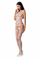 Бодістокінг Passion BS067 white, комбінезон, імітація панчох і топа на бретелях PBS067W