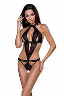 Напівпрозоре боді з вирізами Passion Exclusive Mirajane Body black XXL/XXXL, чорне PS26406