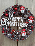 Новорічний вінок на двері, стіну, камін  35 см, фото 3