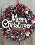 Новорічний вінок на двері, стіну, камін  35 см, фото 2