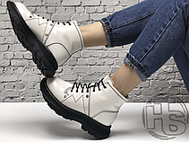 Жіночі черевики Alexander McQueen Tread Lace Up Ankle Boot White 595469WHQSG9089 (з хутром), фото 3