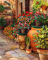 Алмазна вишивка DM-079 Квіти у горшках (Алмазная мозаика)