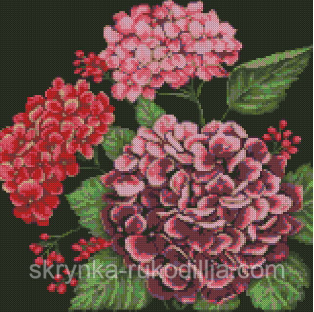 Алмазна вишивка DM-206 Гортензія (Алмазная мозаика)