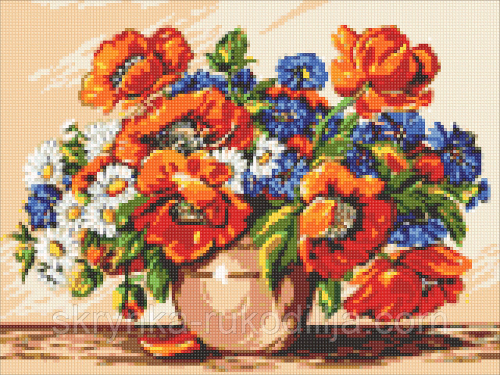 Алмазна вишивка DM-308 Букет маків (Алмазная мозаика)