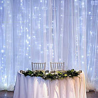 Новогодняя, свадебная cветодиодная гирлянда шторка дождь "Водопад" YS-84003 400 LED 3х2 метра (белый)