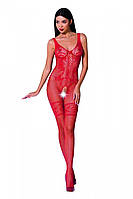 Бодістокінг Passion BS069 red, комбінезон, імітація панчох і боді PBS069R