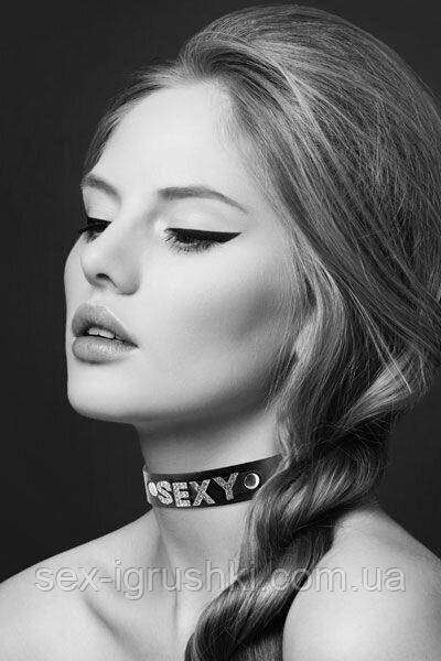 Чокер зі стразами Bijoux Pour Toi - SEXY, натуральна шкіра SO1876