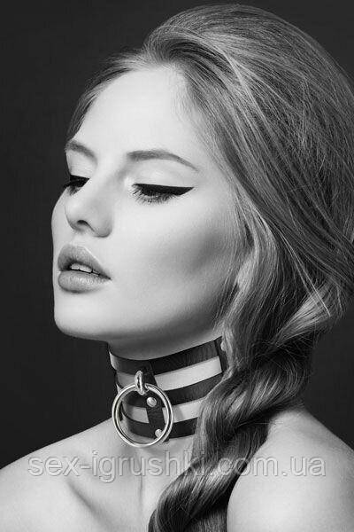 Чокер потрійний з кільцем для повідця Bijoux Pour Toi - FETISH, екошкіра SO1886