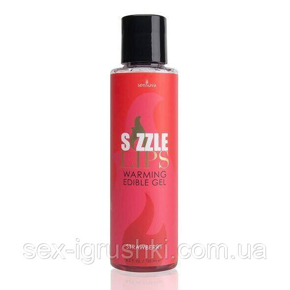 Зігрівальний масажний гель Sensuva Sizzle Lips Strawberry (125 мл), без цукру, їстівний SO3210
