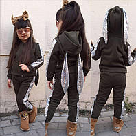 Детский теплый спортивный костюм с ушками для девочки размер 92,98,104 на 2,3,4 года Турция