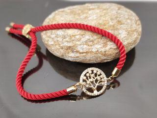 Браслет Дерево життя Мілано на червоному шнурку, колір золото, фото 1