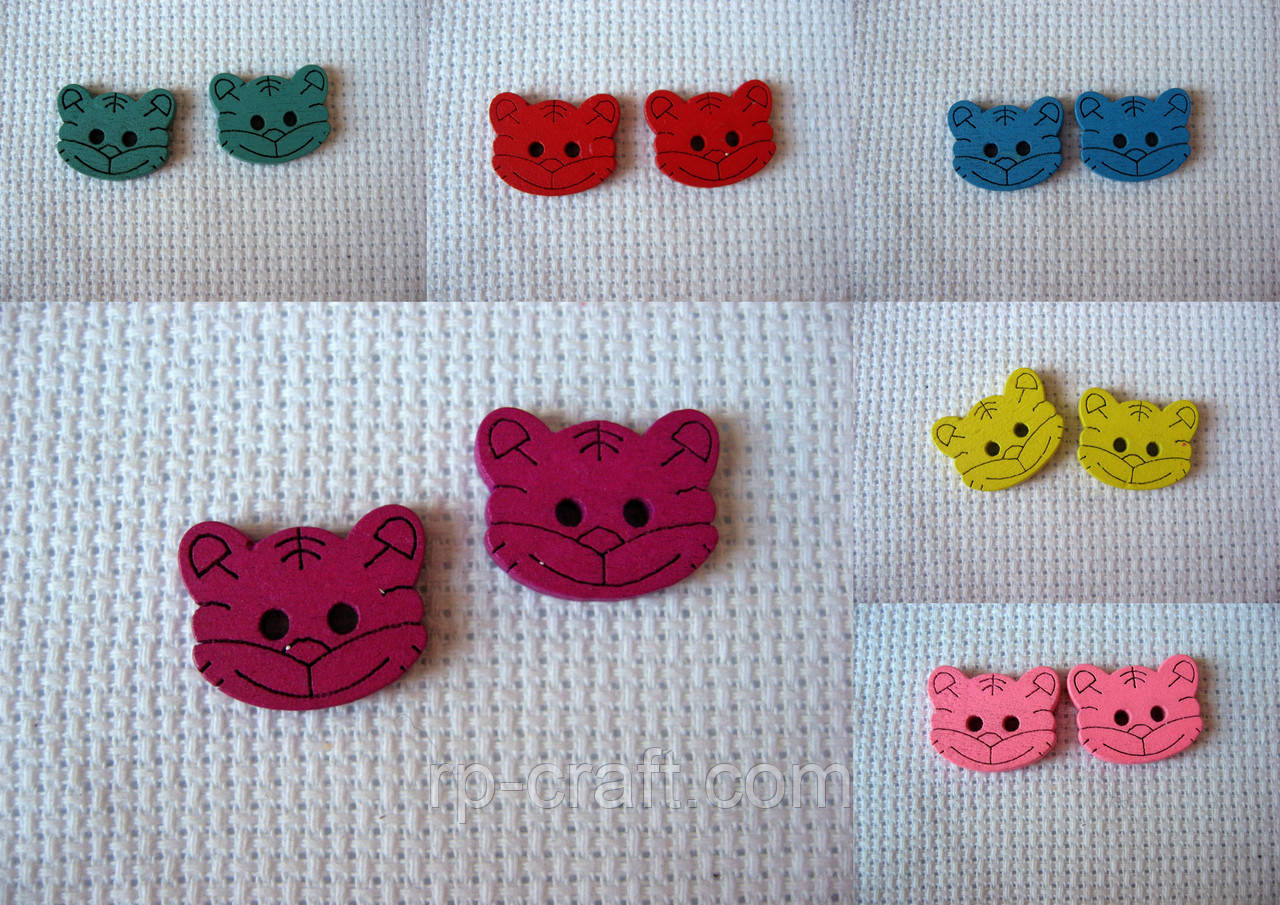 Гудзик дерев'яний, декоративний, тигреня, 13х18 мм, фото 1