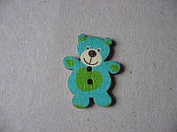 Гудзик дерев'яний, декоративний. Ведмідь іграшка, 24х30 мм голубой