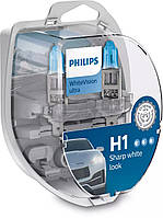 Автолампы Philips WhiteVision Ultra H1 12V 55W 3700K P14,5S (12258WVUSM) 2шт