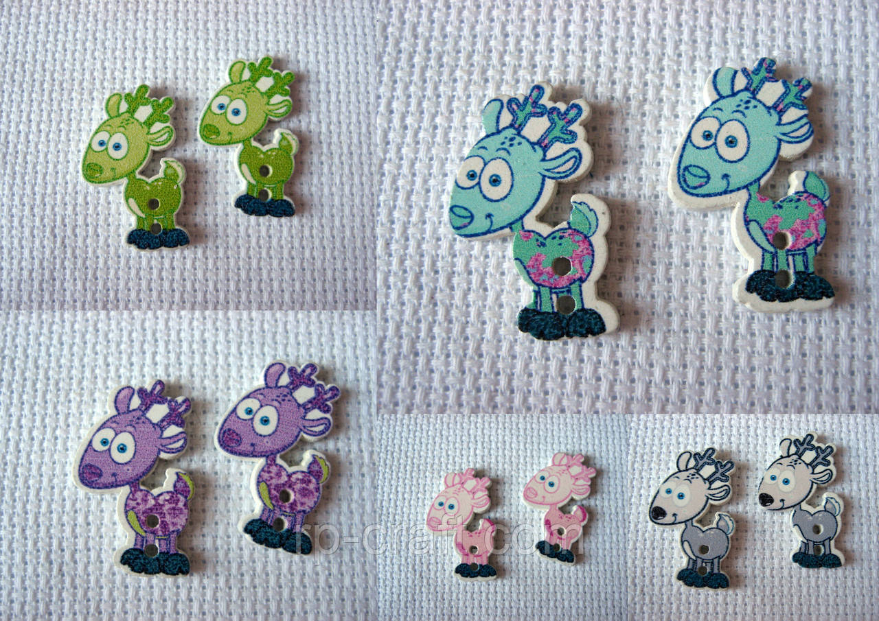 Гудзик дерев'яний, декоративний. Козлик, 18х28 мм, фото 1