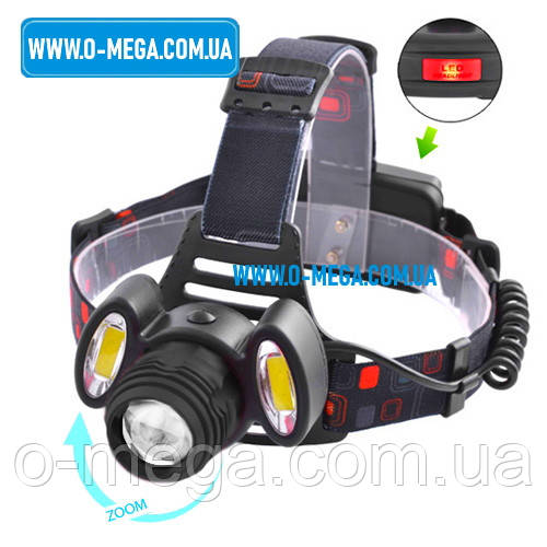 Ліхтар налобний Police 2117-T6+2COB, ЗУ 220V/12V, акумуляторний 2х18650, zoom, Box