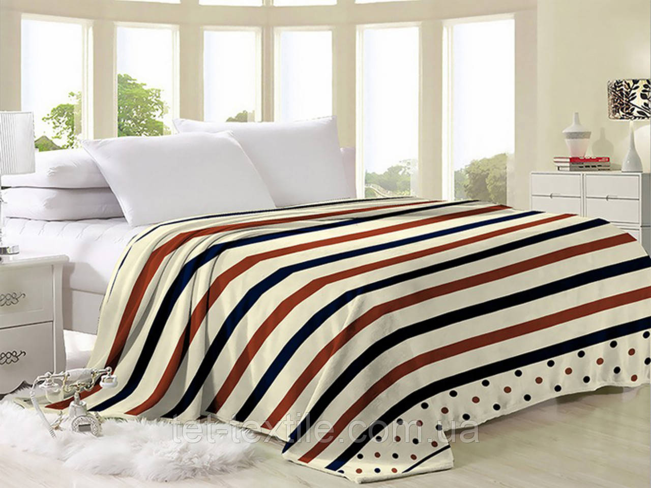 Плед з мікрофібри Велсофт Смуги та горошок 160х210 см