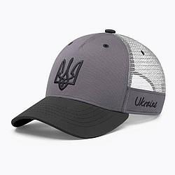 Кепка бейсболка з сіткою тракер INAL з гербом України S / 53-54 Сірий/ Чорний 272053