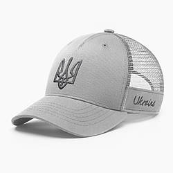 Кепка бейсболка з сіткою тракер INAL з гербом України S / 53-54 Світло-сірий 272253