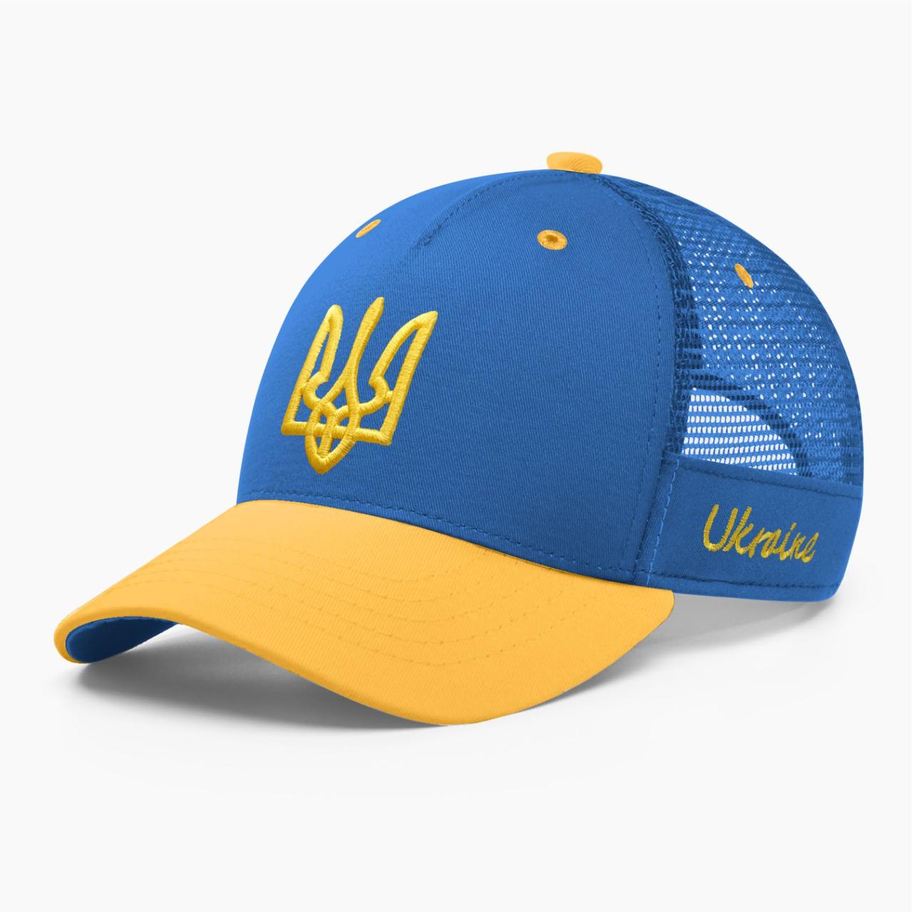 Кепка бейсболка з сіткою тракер INAL з гербом України S / 53-54 Синій/ Жовтий 272553