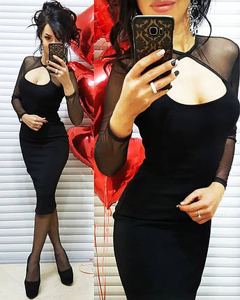 Плаття елефант силуетне з декольте стрейч-сітка, фото 2