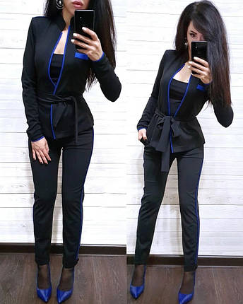 Костюм-трійка в офіс жакет майка та штани, фото 2