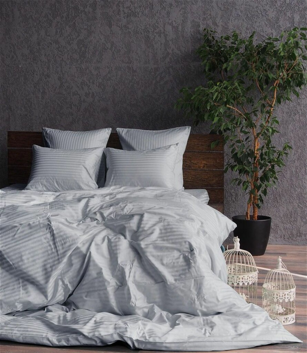 Постільна білизна Сатин-страйп 1*1 Light Grey