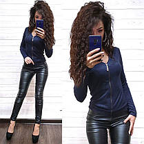 Костюм лосини екошкіра лосини та кофта на блискавці, фото 2