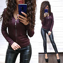 Костюм лосини екошкіра лосини та кофта на блискавці, фото 4