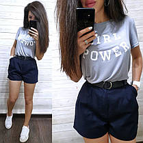 Стильний літній костюм шорти та футболка GIRL POWER, фото 2