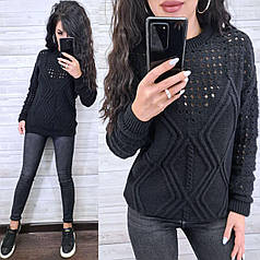 Светр жіночий теплий із візерунком напіввовна