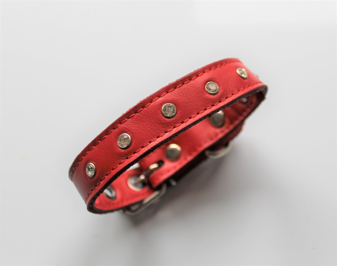 Ошейник со стразами "Lockdog" для небольших пород собак красный