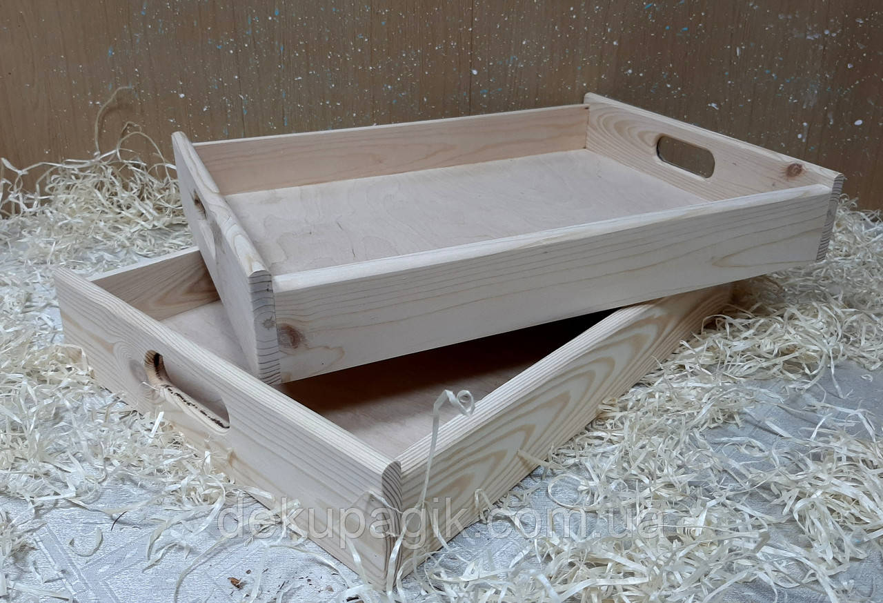 Таця дерев'яна 32х44х7см, сосна, фото 1