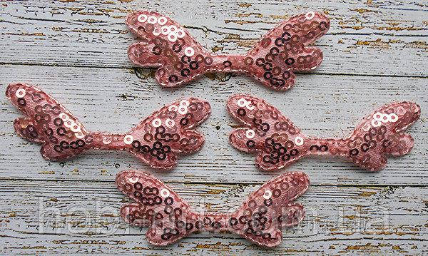 Аплікація крила рожеві 6,7х2,5см, АР-131