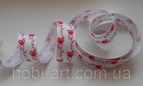 Стрічка репсова 25мм з візерунком №09 темно-червона