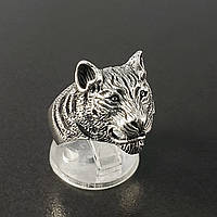 Кольцо Тигр серебряный перстень талисман унисекс