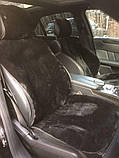 Накидка на сидіння автомобіля з хутра овчини (мутона) чорний, фото 3
