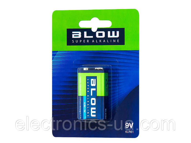 Батарейка Blow крона SUPER ALKALINE 9V 6LR61 лужна блістер 82-519#