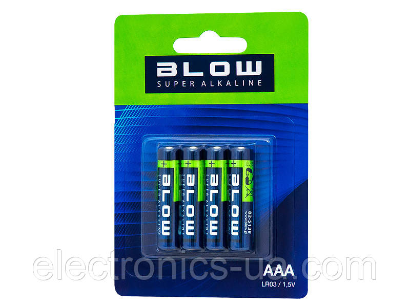 Батарейка Blow AAA SUPER ALKALINE 1.5 V R03 лужна блістер 4шт 82-513#