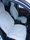 Комплект накидок на передні сидіння автомобіля з натурального хутра овчини (мутона) білий, фото 7