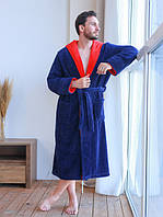 Чоловічий махровий халат лазневий синій L,XL,XXXL