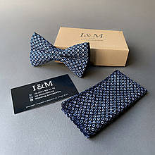 Набір I&M Craft Краватка-метелик + хустку в піджак синій (011106)