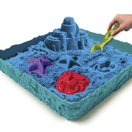 Набор кинетического песка с песочницей и формочками Kinetic Sand Замок из песка голубой 454 г - фото 3 - id-p1290936864