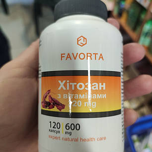 Хітозан з вітамінами капсули FAVORTA (Фаворта) ентеросорбент флакон 120 шт., фото 1
