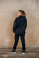 Костюм на дівчинку спортивний зимовий вік від 6 до 10 років дитячий теплий чорного кольору, фото 4