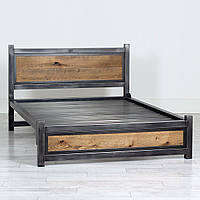 Кровать дизайнерская Scotia металлическая c винтажным декором из дерева