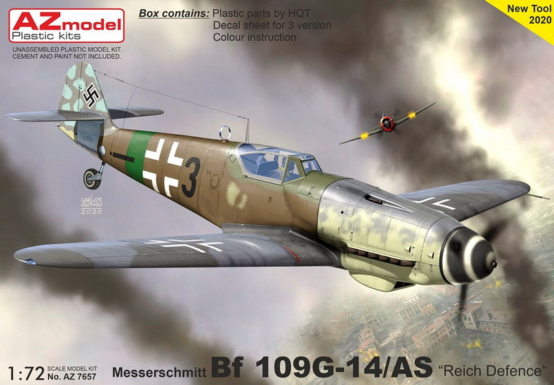 Пластикова модель 1/72 AZ models 7657 Німецький винищувач Messerschmitt Bf 109G-14/AS “Reich Defence”, фото 1
